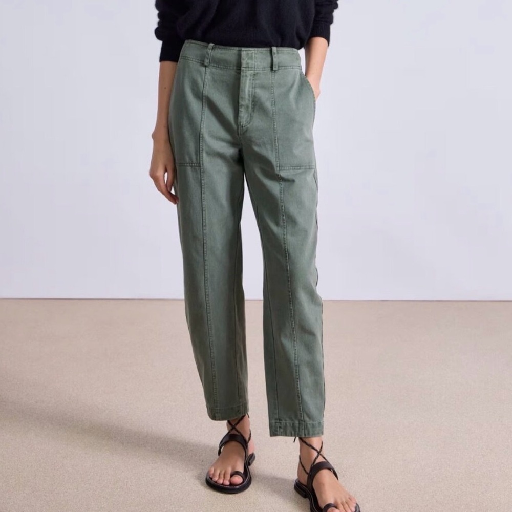 Apiece Apart Barrel-Leg Mera Pant High Waisted Cotton Thyme Trouser 16